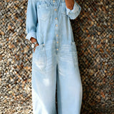 Noa | Denim Yksiosainen Puku Off-Shoulder Kaula-aukolla