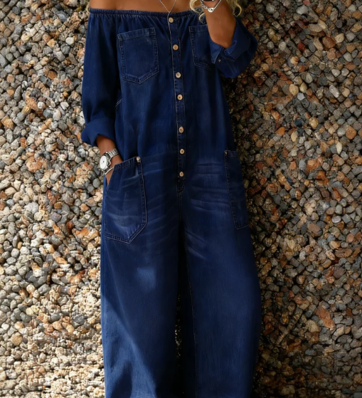 Noa | Denim Yksiosainen Puku Off-Shoulder Kaula-aukolla