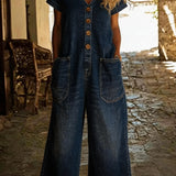 Denise | Denim Yleisöhaalari V-päällä ja Lyhyillä Hihoilla